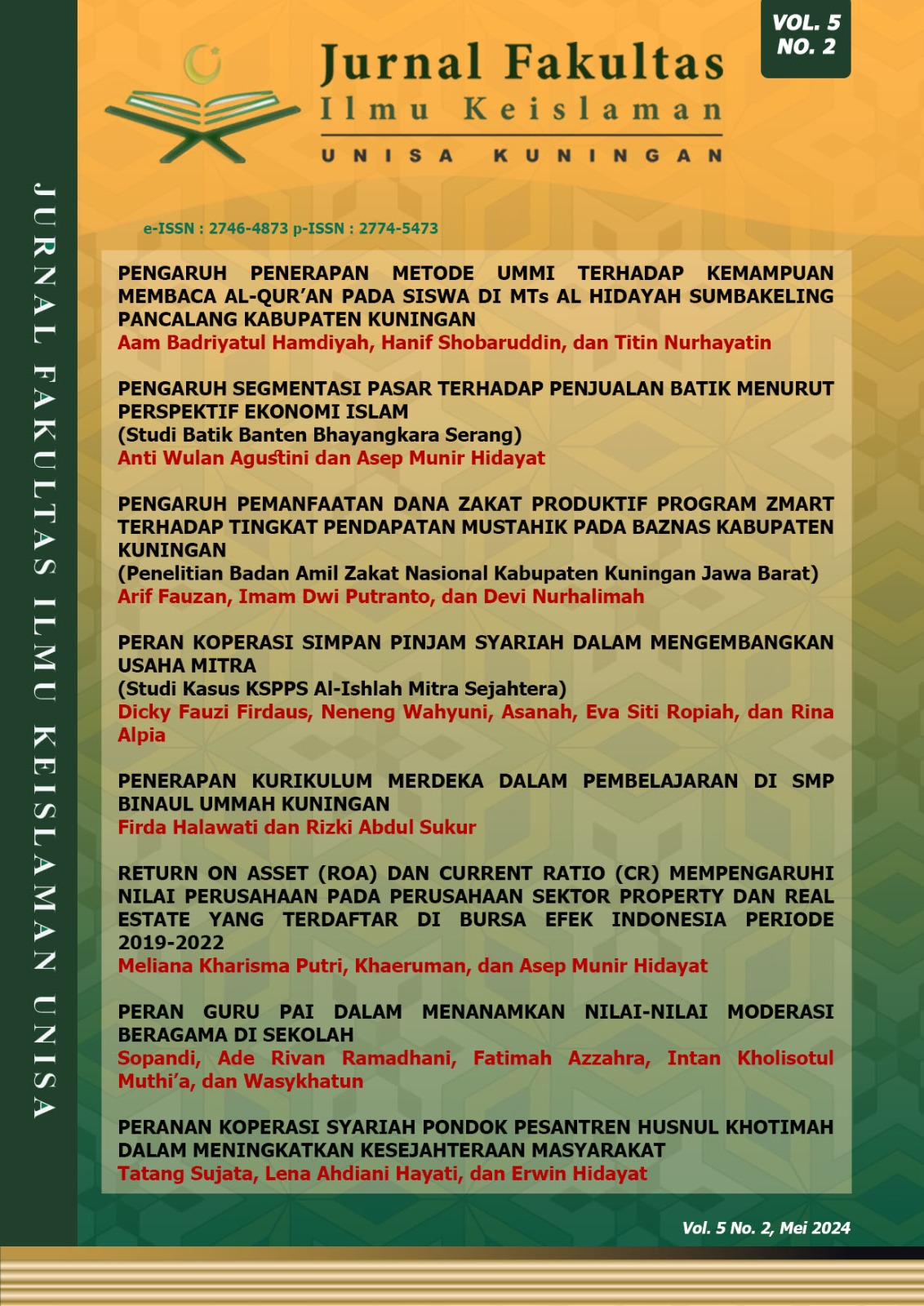 Jurnal Fakultas Ilmu Keislaman Volume 5 Nomor 2 UNISA Kuningan